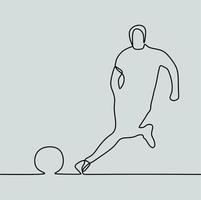 continuous line drawing on people play football vector