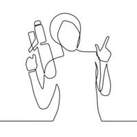 continuous line drawing on someone holding a gun vector