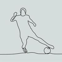 continuous line drawing on people play football vector