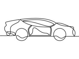 continuous line drawing on car vector