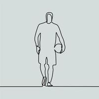 continuous line drawing on people play football vector