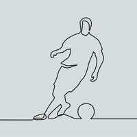 continuous line drawing on people play football vector