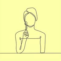 continuous line drawing on someone make up vector