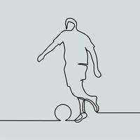 continuous line drawing on people play football vector