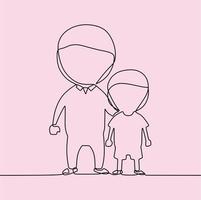 continuous line drawing on family vector