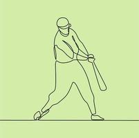 continuous line drawing on people playing softball vector