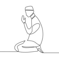 dibujo de línea continua en alguien está rezando vector