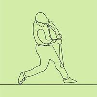 continuous line drawing on people playing softball vector