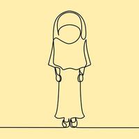 continuous line drawing on people with hijab vector