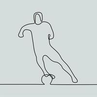 continuous line drawing on people play football vector