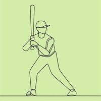 continuous line drawing on people playing softball vector