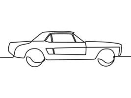 continuous line drawing on car vector