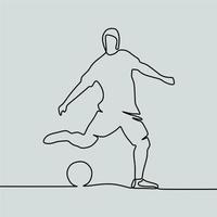 dibujo de línea continua en la gente juega al fútbol vector