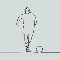 continuous line drawing on people play football vector