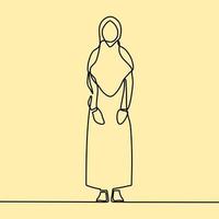 continuous line drawing on people with hijab vector