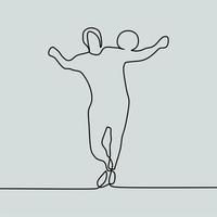 continuous line drawing on people play football vector