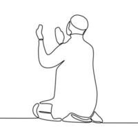 continuous line drawing on someone is praying vector