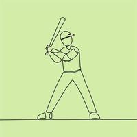 continuous line drawing on people playing softball vector