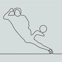 continuous line drawing on people play football vector