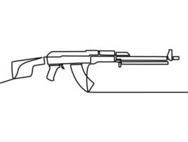 continuous line drawing on gun vector