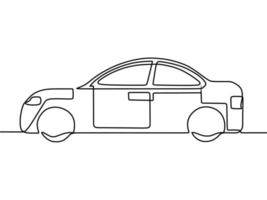 continuous line drawing on car vector