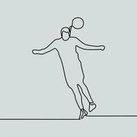 continuous line drawing on people play football vector