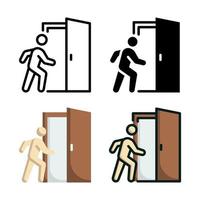 Exit Door Icon Set Style Collection vector