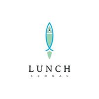 logotipo de almuerzo de pescado para restaurante de mariscos. envío rápido comida rápida. vector