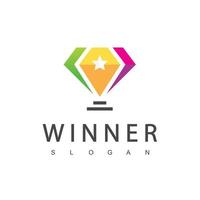 Winner Trophy Logo Template, Leadership And Competition Award Icon vector