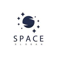 logotipo espacial con icono de estrella y planeta vector