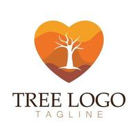 árbol logo icono vector ilustración design.vector silueta de un árbol plantillas de árbol logo y raíces árbol de la vida diseño ilustración