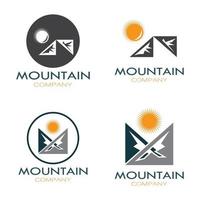 diseño minimalista del logotipo de la montaña y el sol en colores planos llenos de conceptos modernos ilustraciones vectoriales vector