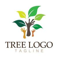 árbol logo icono vector ilustración design.vector silueta de un árbol plantillas de árbol logo y raíces árbol de la vida diseño ilustración