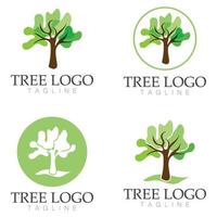 árbol logo icono vector ilustración design.vector silueta de un árbol plantillas de árbol logo y raíces árbol de la vida diseño ilustración