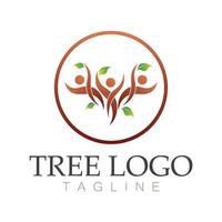 árbol logo icono vector ilustración design.vector silueta de un árbol plantillas de árbol logo y raíces árbol de la vida diseño ilustración