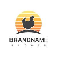logotipo de aves de corral, icono de la empresa de granja de animales vector