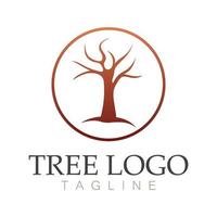 árbol logo icono vector ilustración design.vector silueta de un árbol plantillas de árbol logo y raíces árbol de la vida diseño ilustración