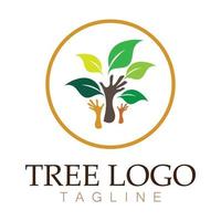 árbol logo icono vector ilustración design.vector silueta de un árbol plantillas de árbol logo y raíces árbol de la vida diseño ilustración