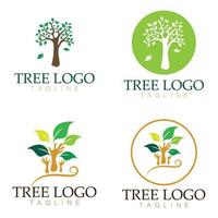 Tree logo icon vector illustration design.Vector silhouette of a tree templates of tree logo and roots  tree of life design illustration