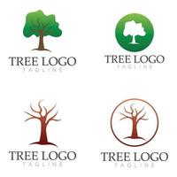 árbol logo icono vector ilustración design.vector silueta de un árbol plantillas de árbol logo y raíces árbol de la vida diseño ilustración