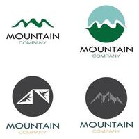 Minimalist mountain and sun logo design in flat colors packed with modern concepts vector illustration