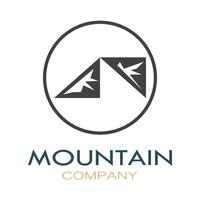 Minimalist mountain and sun logo design in flat colors packed with modern concepts vector illustration