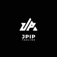 logotipo de monograma de iniciales triangulares con letra jp, j y p vector