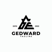 Triangle initials monogram logo with letter GE, G and E vector