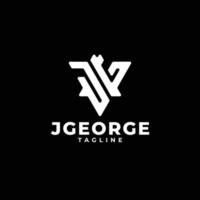 logotipo de monograma de iniciales triangulares con letra jg, j y g vector