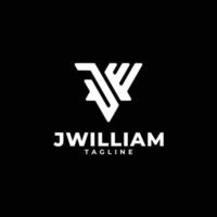 logotipo de monograma de iniciales triangulares con letra jw, j y w vector