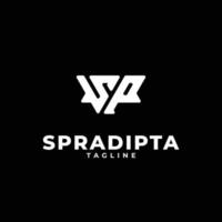Triangle initials monogram logo with letter SP, S and P vector