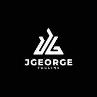 Triangle initials monogram logo with letter JG, J and G vector