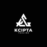 logotipo de monograma de iniciales triangulares con letras kc, k y c vector