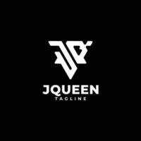 logotipo de monograma de iniciales triangulares con letra jq, j y q vector